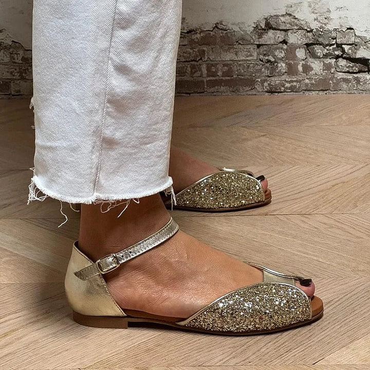 FLAVIA | Sandalo Flat Glitterato Elegante e Brillante